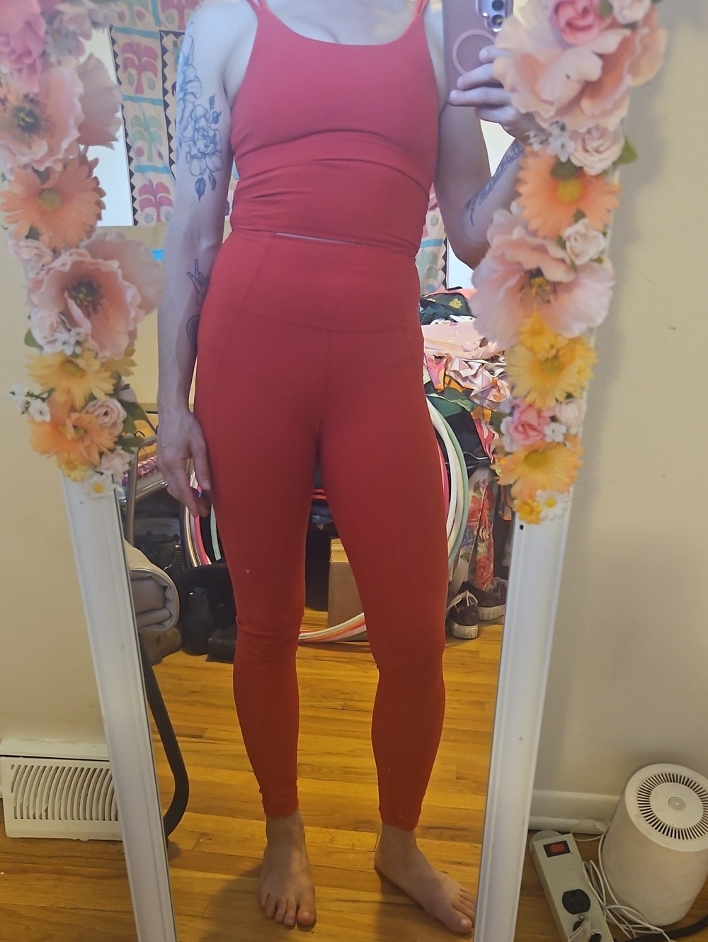 Women's High-Waist Red Performance Leggings